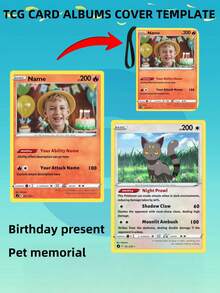 1pc Customizable Personalized Card Album Cover Template, Editable TCG Card Album, Personalized Trading Card Album, DIY Gift, Inspirational Template Suitable For Family And Children