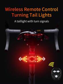 Luz trasera inalámbrica con control remoto para bicicleta, con LED, bocina, luz de freno, recargable por USB, luz de advertencia de para bicicleta de montaña - Multicolor - Ver 4