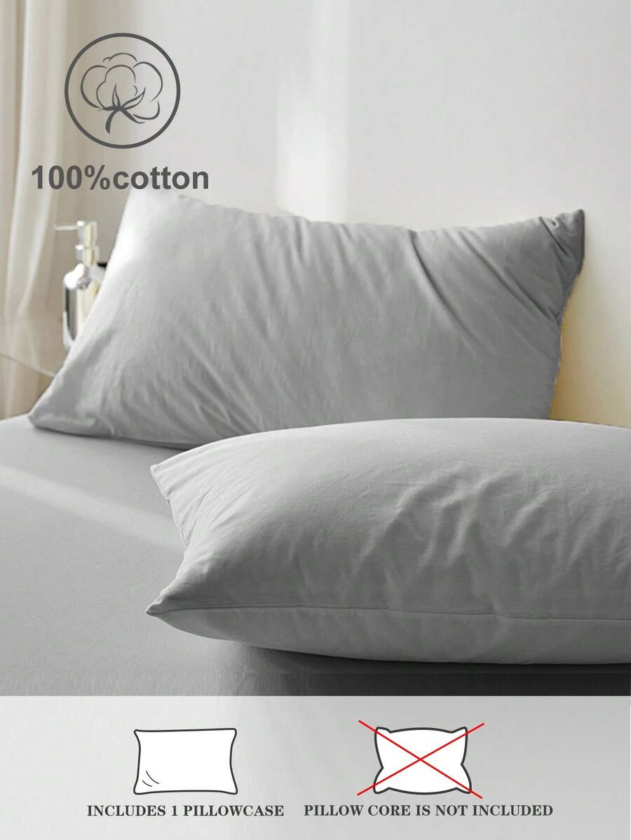 1 Stück Anti-Pilling atmungsaktiver hellgrauer Kissenbezug/Kissenhülle - Japanischer Stil Jungen und Mädchen Schule/Wohnheim Dekoration, 4 Jahreszeiten, Einzelbett/Vollbett/Queensize/Kingsize - Hellgrau - Übersicht 1