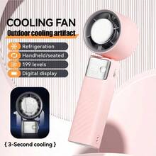 Cutting-Edge Tech With 199 Speed Cooling Portable Small Fan&Handheld Fan,Foldable Desktop Fan,4000mAh, USB Rechargeable And Quiet Personal Fan For Home, Office, Travel & Outdoor Use (Black) - Pink - View 2