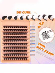 MEM 120/140Pcs Faux Mink D Curled Cluster Lashes, Natural Thick Reusable Lightweight DIY Lash Extensions For Beginners, Daily Travel Wedding Date Party Festival, Christmas Halloween Beauty Gift - D - View 6