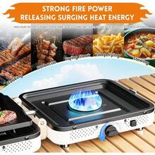 Estufa de camping de 2 quemadores de propano AFFLUENT con parrilla y bolsa de transporte. Un Must Have para la estufa de camping de propano plegable con dos quemadores ajustables, ideal para camping, BBQ en blanco - Blanco - Ver 3