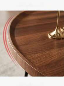 2pcs Set Suitable For Small Spaces Round Coffee Table Set - Modern Multifunctional Lift-Up Footstool With Storage, Minimalist Apartment Living Room Decor, 2pcs Nesting Tables (-Wood)