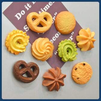 9pcs Cute Cookie Shaped Resin Refrigerator Magnets, Ideal For Home & Office Decor, Holiday, Party, Birthday & Wedding, Creative Photo Wall Stickers, Black & White, Kitchen & Office Whiteboard, Storage Cabinet Decoration, Valentine"S Day Gifts For Friends & Family