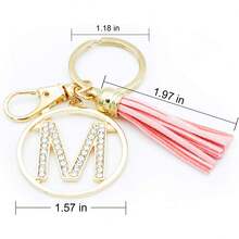 Letter Keychain Women Purse Charms Handbags Alphabet Initial Letter Pendant With Tassel - Gold-t - View 7