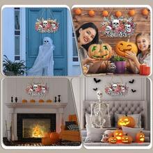 Halloween Skull Welcome Vintage Wooden Sign Welcome Plaque, Wooden Doorplate Wooden Vintage Country Hanging Halloween Horror Pattern Welcome Front Door Sign Wall Decoration Suitable For Bars, Cafes, Nightclubs, Party Atmosphere Signs, Indoor And Outdoor Parties Home Decor Halloween Decor Fall Decor Room Decor - Multicolor - View 3