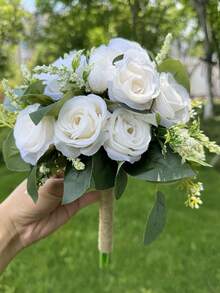 Bó hoa cưới cho phù dâu (1 bó) - Bó hoa cầm tay 20-23 cm, hoa giả dùng trang trí tiệc cưới, lễ kỷ niệm, ngày Valentine. - Nhiều màu - Xem 20