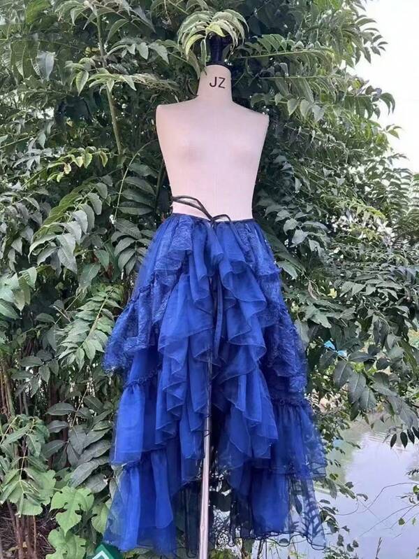 European & American Bride Multi-Layer Lace Ruffle Princess Style Lace-Up Wedding Dress Petticoat Underlay Lolita Dress