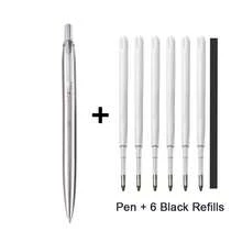 时尚简约半钢金属签名笔 - 顺滑油性圆珠笔，高端广告礼品笔，伸缩商务笔，适用于学校用品，返校 - 銀色 - 查看 10