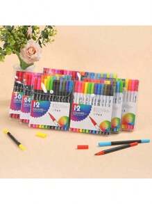 12pcs24pcs36pcs48pcscolor Brushes, Markers, Water-Based Dual Head Watercolor Pens, Color Washable Soft Head Pen Set, Both Heads Can Be Used, Water-Based Marker Pen Set Available For Selection, Holiday Gifts, Christmas Gifts