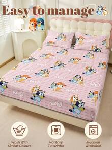 Bluey 1 bộ ga trải giường Bruie, bộ đồ giường họa tiết Bruie lớn lên, tấm bảo vệ nệm, ga phủ giường, đồ dệt gia dụng thoải mái, tấm bảo vệ nệm thoáng khí thân thiện với da, chống xù lông, ga phủ giường hoạt hình, trang trí nhà cửa, ga phủ giường trang trí phòng ngủ/ký túc xá, trang trí mùa thu, trang trí phòng. - Hồng - Xem 7
