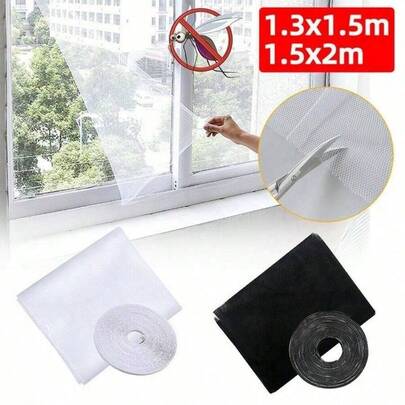 1pc Mosquito Net Screen, 130*150cm, 150*200cm, Indoor Mosquito Net, Mosquito Net, Repair Patch, Mosquito Net Screen, Indoor Mosquito Net Screen, NetEase Installation Tape, Home Textile Mosquito Net Screen Glue, Black, White And Multi-Color Options, Customizable Size