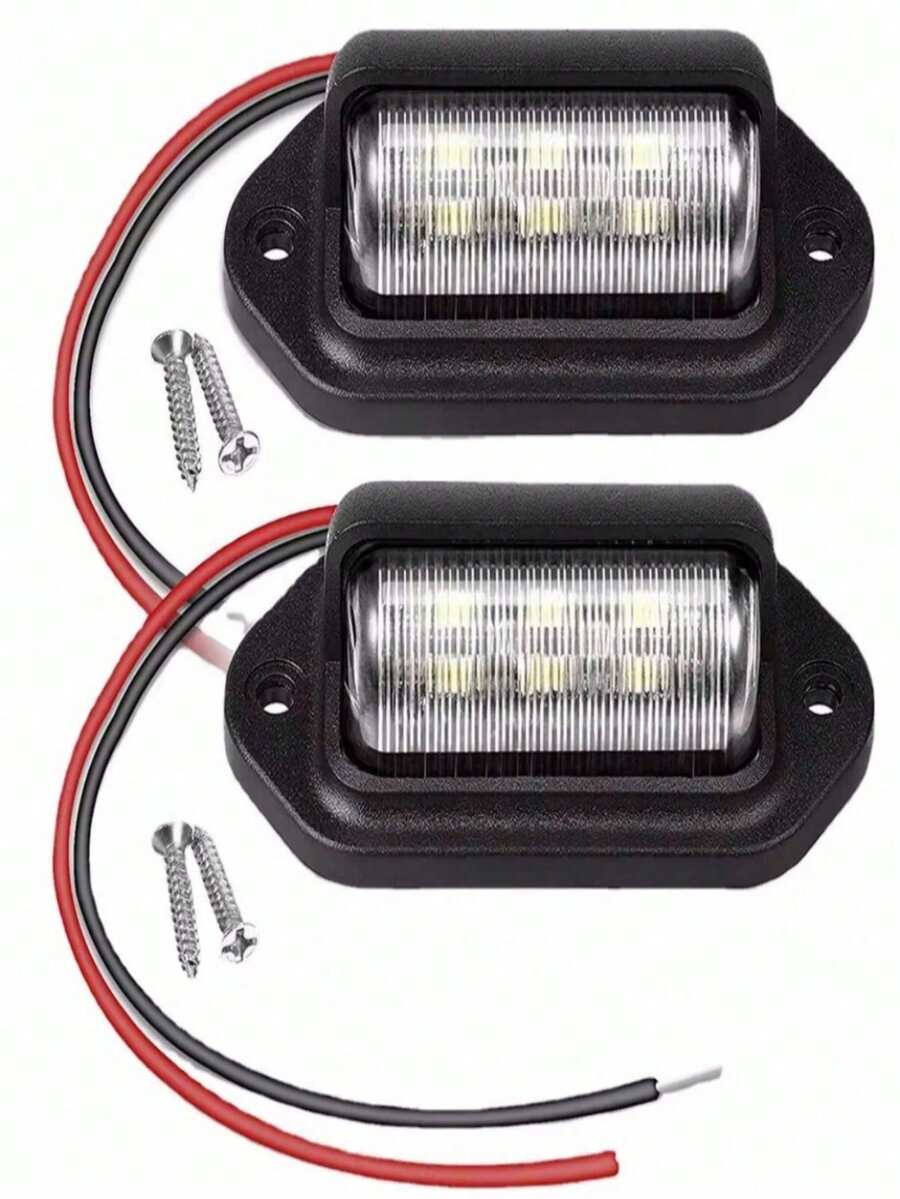 2个一卖 12V-24V 6个LED数字牌照灯尾灯通用适用于汽车卡车拖车摩托车船舶