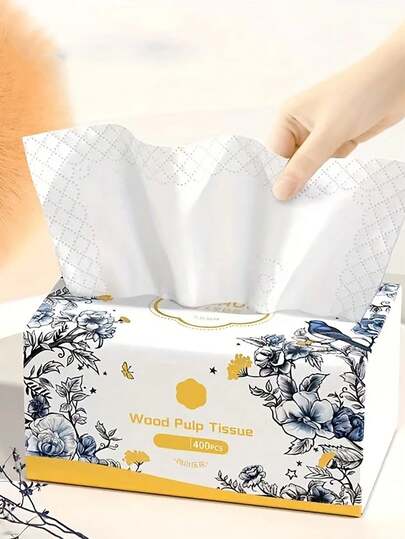 1/3/5张共400张，大容量餐厅纸巾，2包，5层，加厚压花纸巾，采用天然纯木纤维制成，适用于厨房、浴室，吸水性强且耐用，非常适合家庭、旅行、学校、办公室，各种包装