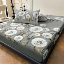 1pc Floral & Plaid Pattern Soft Comfortable Bedroom Bedding Set, Breathable Bed Skirt Made Of Soft Breathable Fabric, Home Decor, Fits Full, Queen, King Size Bed, Machine Washable (Excludes Pillow)