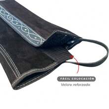 Polainas Charras para Charro Jinete Vaquero Calbalgata Trabajo de Carnaza de Colores Cafe, Chedron y Negras - Negro - Ver 2