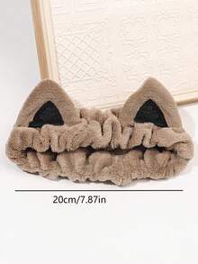 1件装休闲卡通猫耳发箍，女士沐浴/化妆发箍，防滑发饰，秋冬季度假装扮发带，优雅围巾式女士头巾，柔软头巾