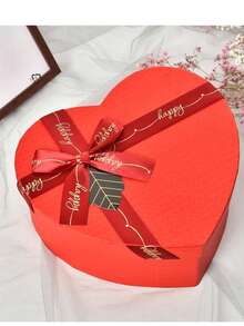新款蝴蝶结丝带礼盒心形红色包装纸盒带盖礼品盒婚礼情人节圣诞礼物盒 - 彩色 - 查看 3