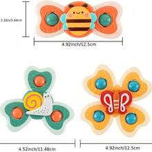 1/3 件彩色吸盘陀螺玩具 - 有趣的昆虫和自然主题陀螺，适合青少年 - 非常适合浴缸、餐桌和浴室玩耍，非常适合万圣节、感恩节和圣诞节礼物 - 彩色 - 查看 6