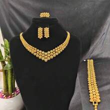 5pcs Middle Eastern Bridal Jewelry Set Necklace Earrings Ring Bracelet Accessory