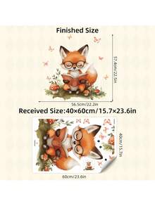 可爱狐狸儿童阅读墙贴 - 卡通书迷动物墙贴，适用于幼儿园、书房装饰、可移除教育教室装饰儿童房 - 彩色 - 查看 9