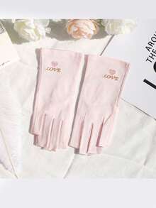 1 Pair Manicure Gloves, UV Protection, Finger Exposed Design, Suitable For Nail Art, Pink - Pink - View 12
