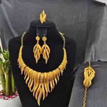 5pcs Middle Eastern Bridal Jewelry Set Necklace Earrings Ring Bracelet Accessory