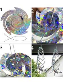 1pc Bird Repellent Spiral Reflectors 40.13cm Hanging Reflective Bird Deterrent Device For Drive Birds Pigeons Geese Away From The House Garden Swimming Pool - Multicolor - View 5