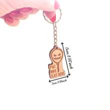 1 件个性化木制邪恶气球万圣节钥匙扣 - 可定制您的文字，怪异时尚的设计，完美的万圣节装饰，高品质，万圣节爱好者的独特礼物 - 彩色 - 查看 4