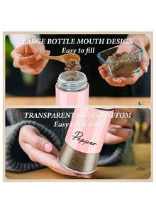 Bộ 2 lọ đựng muối và tiêu, bao gồm lọ đựng muối đáy thủy tinh trong suốt, lọ đựng muối và tiêu bằng kim loại dễ vệ sinh, hộp đựng gia vị, lọ đựng gia vị bằng thủy tinh, hộp đựng lọ gia vị, vật trang trí hoàn hảo cho nhà bếp và bàn ăn, lọ gia vị giúp tăng thêm hương vị cho các bữa ăn tại nhà. - Nhiều màu - Xem 8