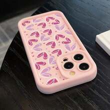 Funda para teléfono 1 pieza Rosa rayas amor anticaída suave 11/12/13/14/15/16 - Rosa - Ver 7