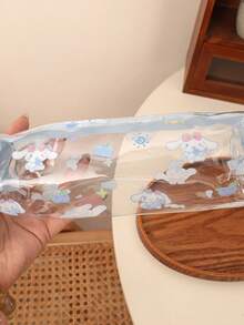 1pc Transparent Printed Cute Cartoon Stationery Pencil Case, Large Capacity Pencil Box, Back To School Gift - Multicolor - View 9