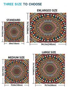 1 件新款户外防水防沙数码印花野餐垫/沙滩巾，时尚清新设计，适合户外露营和野餐 - 彩色 - 查看 8