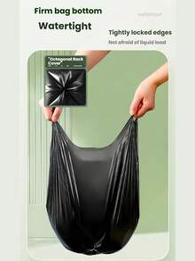 20/100/200 PCS 黑色带手柄垃圾袋，PE 材质，防漏防臭，一次性耐用垃圾袋，适用于厨房、客厅、卧室、浴室、卫生间、办公室 - 多用途塑料垃圾袋