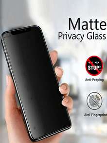 2片装磨砂防窥屏保护膜，兼容 16 Pro Max/16 E/16 Plus/17/15 Pro Max/14/13/12/11/XR/X/XS/7/8，9H陶瓷磨砂防窥屏保护膜，2.5D磨砂防指纹防窥屏保护膜（6.1英寸），全覆盖陶瓷磨砂防窥屏保护膜 - 黑色 - 查看 6
