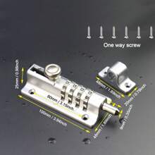 Serrure à combinaison métallique avec mot de passe à 4 chiffres, verrou à loquet pour portes intérieures et portail d'entrée (100*48mm)