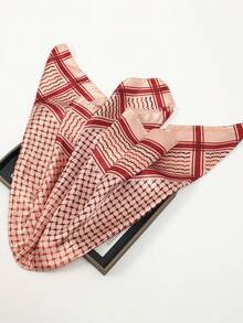 1 件轻质沙漠阿拉伯头巾，户外露营颈巾缎面 90x90 厘米方形围巾，适合夏季海滩、户外 - 紅色 - 查看 5