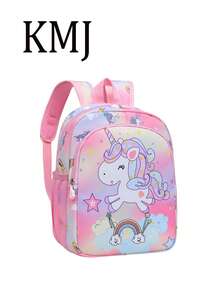 Mochila con diseño de dibujos animados para estudiantes, mochila escolar adorable - Rosa - Ver 4