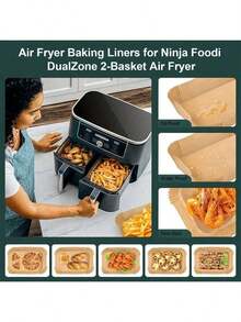 50/100/200 件一次性棕色矩形空气炸锅内衬羊皮纸，矩形空气炸锅纸，不粘空气炸锅烘焙纸，食品纸盘和防油纸，适用于烘烤面包、蛋挞、奶酪、土豆、海鲜、烤箱配件、烘焙工具、厨房小工具、厨房配件 - 彩色 - 查看 4