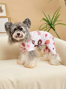 宠物服装四腿连体衣、狗/猫舒适四腿裤、休闲家居睡衣、印花保暖柔软宠物连体衣、季节性保暖宠物服装 - 彩色 - 查看 2