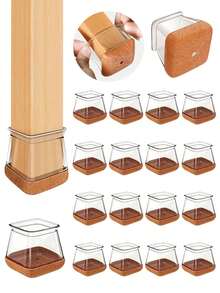 4/8/16 Stück quadratische Stuhlbein Bodengleiter - Dicke TPE Silikon Möbelgleiter, transparente Stuhlabdeckungen für Geräuschreduktion und Bodenschutz, langanhaltend Möbelfüße Pads für Tische & Stühle, Sofas & Couchtische (Braun)