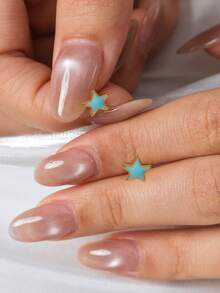 1 对 18K 镀金不锈钢花朵、星星、蝴蝶和爪形耳钉，螺丝后盖，适合女士和女孩日常佩戴、周末约会、生日派对、友谊礼物 - 彩色 - 查看 8