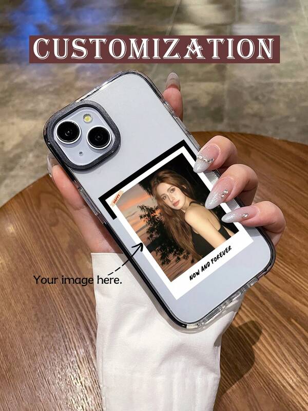 Custom Instant Camera Phone Case, Photo Personalized Phone Case, Anniversary, Kids, Pets Photo Customized, Phone Case Gift, Couple Phone Case, Transparent Soft TPU Phone Case With Dual Color Frame, Compatible With IPhone Case, IPhone 13, 15, 16 Pro Max, IPhone 16, IPhone 14, IPhone 16 Plus Case
