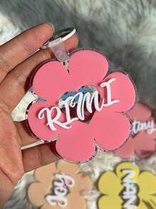 Daisy Custom Bag Charm, Backpack Tags, Girls Keychain, Tag, Acrylic Keychain, Groovy Letter Charm, Backpack Name Tag, Glitter Daisy Back To School Gifts