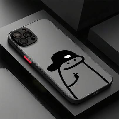 Expression 1pc Shock-Proof Matte Texture Simple Transparent Hard Case With Cartoon Character Hoodie Positive Pattern, Compatible With Apple 12 Pro Max/13 Pro Max, Galaxy A56, Honor X7b, OnePlus 11