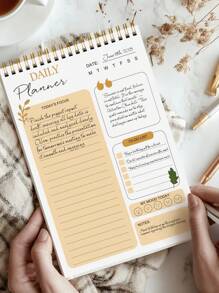 1 Pcs A5 Flip-Up Planner Notebook For Habit Tracking, Daily Planner, To-Do List, Minimalist Multi-Use For Adults, Students, Teachers, School Supplies Back To School Season