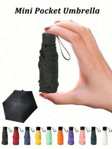 1 件五折胶囊伞两用防风防雨防紫外线遮阳伞便携式旅行轻便小巧口袋迷你折叠雨伞适用于学校、办公室、家庭、旅行、雨伞旅行、雨伞架、女士雨伞、女士雨伞防雨防风 - 彩色 - 查看 1