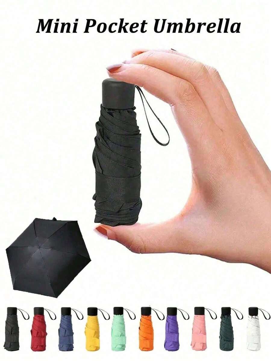 1 件五折胶囊伞两用防风防雨防紫外线遮阳伞便携式旅行轻便小巧口袋迷你折叠雨伞适用于学校、办公室、家庭、旅行、雨伞旅行、雨伞架、女士雨伞、女士雨伞防雨防风 - 彩色 - 查看 1