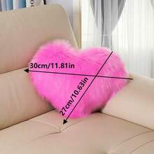 Joivida 1PC迷你心形毛绒抱枕卧室装饰沙发汽车腰枕靠垫内填充物 - 粉色 - 查看 3