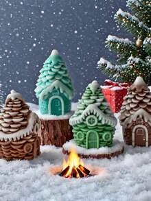 1pc 3D Christmas House Candle Silicone Mold - A Unique Pinecone-Shaped House Design, Suitable For Handicraft Art Lovers, For DIY Art Making And Scented Candle Making. It Has Strong Heat Resistance And The Effect Of Being Reusable.